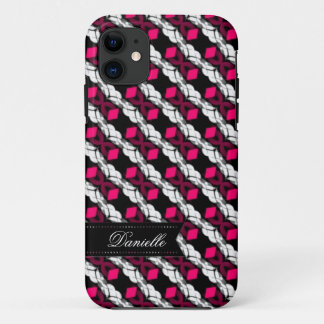 Love Pink Diamonds sur Motif noir iPhone 5 Coque
