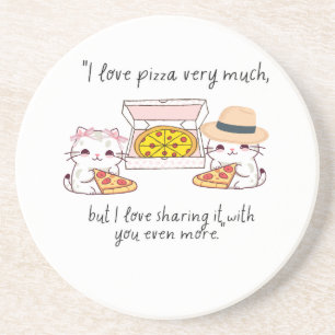 LOVE PIZZA SEHR VIEL, KATZE GETRÄNKEUNTERSETZER