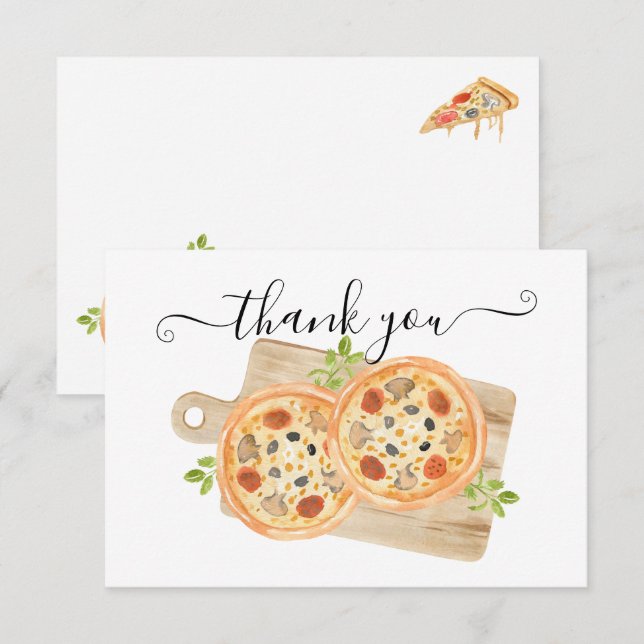 Love & Pizza Thank You Note Einladung (Vorne/Hinten)