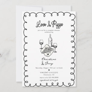 Love & Pizza   Whimsical Paarschwimmen Einladung