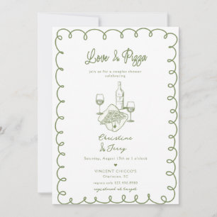 Love & Pizza   Whimsische Hochzeit für Paare Einladung