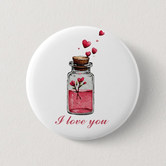 Love Potion in a Bottle Postcard Button (Vorderseite)