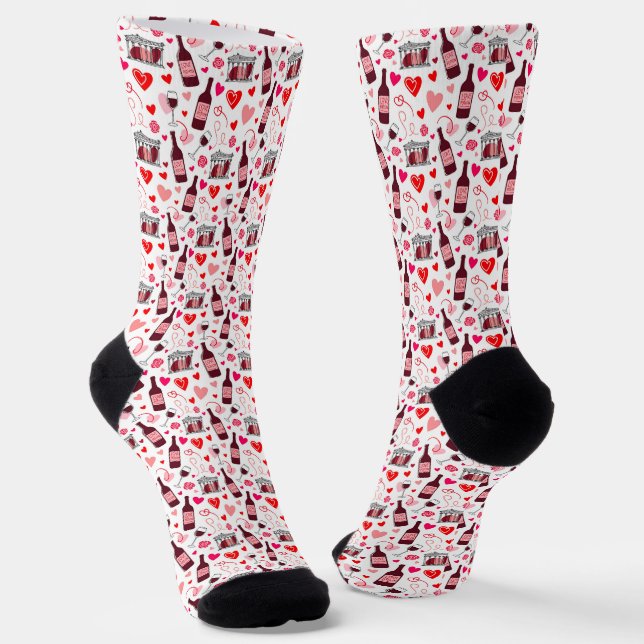 Love Potion Wine Seamless Pattern Socken (Gewinkelt)