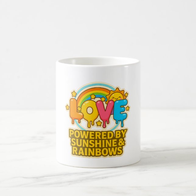 🌞🌈 “Love – Powered by Sunshine & Rainbows” Mug  (Centre)