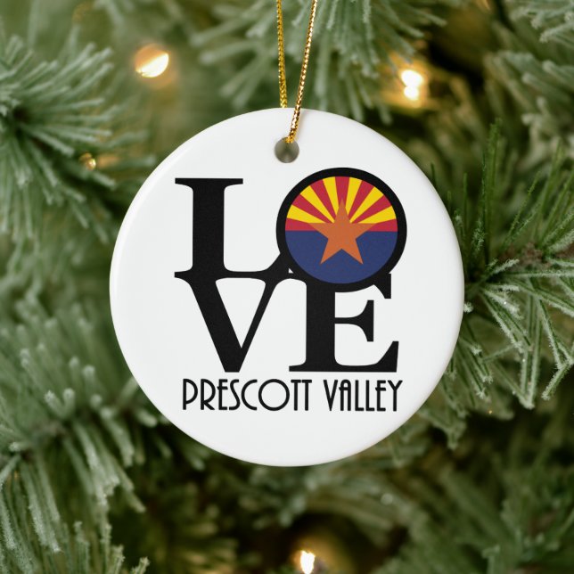 LOVE Prescott Valley Arizona Keramik Ornament (Baum)