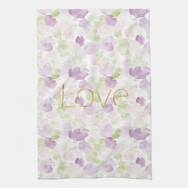 Love Purple Lavender Rose Petals Floral Geschirrtuch (Vertikal)