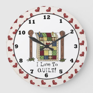 Love Quilting dessin animé horloge murale