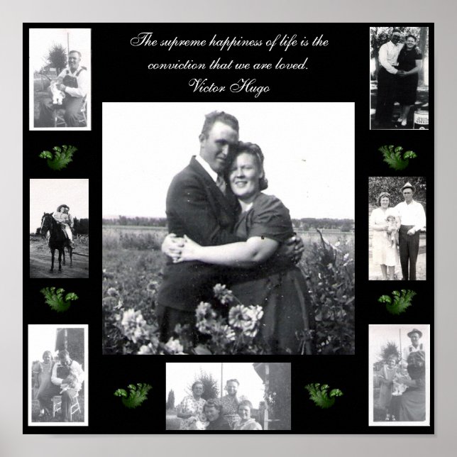 Love Quote Photo Framed with Photos Black Green Poster (Vorne)