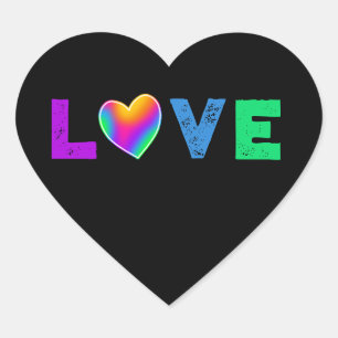 Love Rainbow Heart Étiquettes en forme de coeur