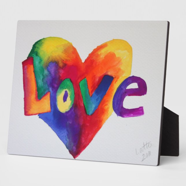 Love Rainbow Heart Peinture Poème Plaque (Côté)