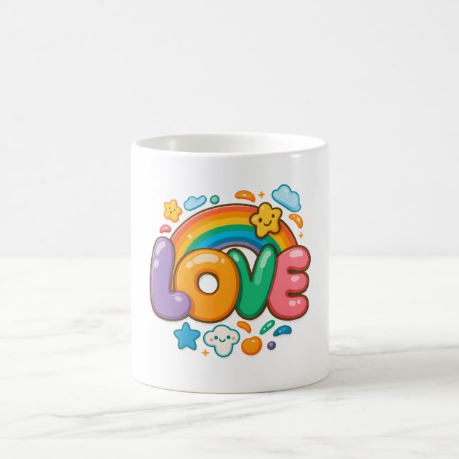 🌈💖 “LOVE” Rainbow Mug ☕✨ Kaffeetasse (Mittel)
