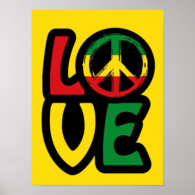 Love reggae music peace symbole reggae Poster (Devant)