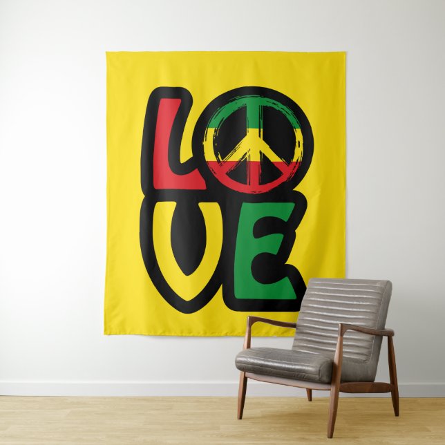 Love reggae musique symbole de paix, tapisserie mu (En situation)