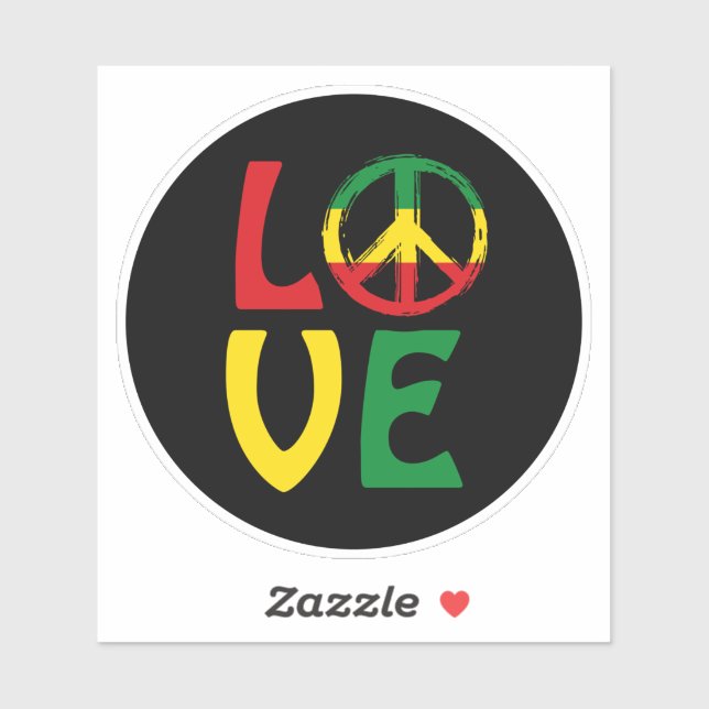 LOVE Reggae with peace symbol Aufkleber (Blatt)