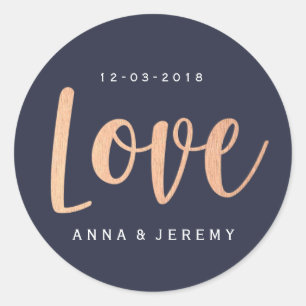 Love Rose Gold Navy Mariage Bleu Sticker