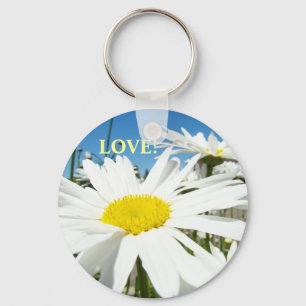 LOVE! Schlüsselanhänger Weiße Margeriten Blumen Bl