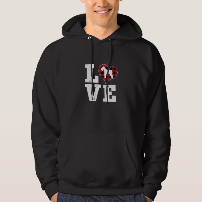 Love Schnauzer Dog Lover Gifts Buffalo Plaid Valen Hoodie (Vorderseite)