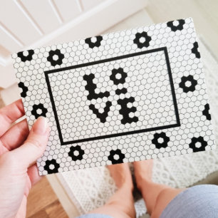 LOVE Schwarz-Weiß-Kachel-Designkarte Karte