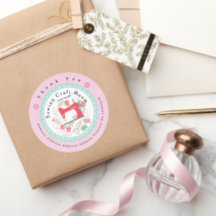 Love Sewing Cute Business Address Pink Blue