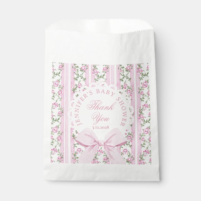 Love Shack Baby Coquette Pink Bow Thank you Geschenktütchen (Vorderseite)