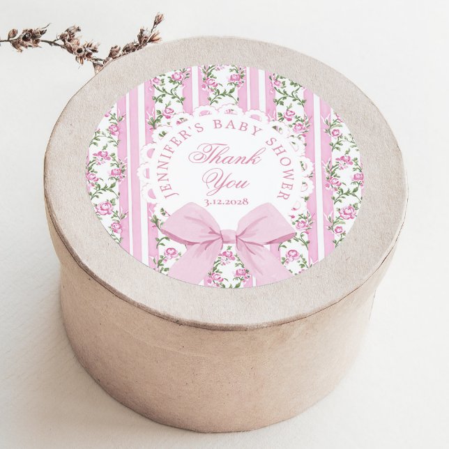 Love Shack Baby Coquette Pink Bow Thank you Runder Aufkleber (Von Creator hochgeladen)