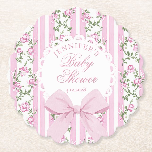 Love Shack Coquette Blush Pink Bow Baby Shower Untersetzer (Vorderseite)