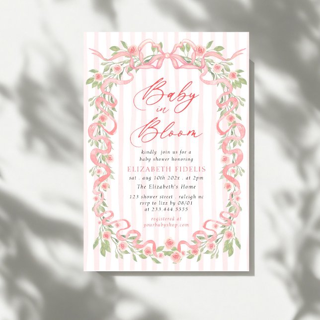 Love Shack Fiance Pink Bow Floral Bridal Shower Einladung (Von Creator hochgeladen)