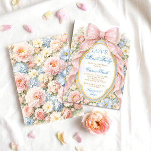 Love Shack Florale Rosa Schleife Mädchen Baby-Part Einladung