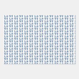 Love Shamrock Plaid Blue Black Classic Pattern Geschenkpapier Set