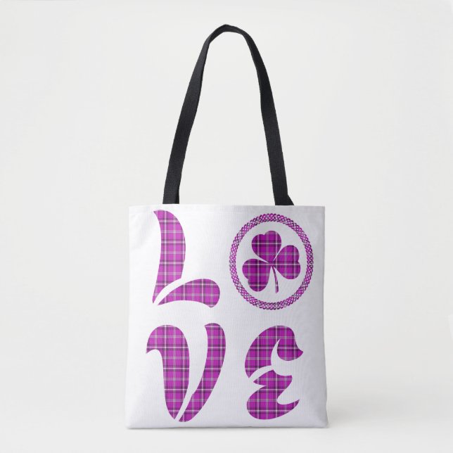 Love Shamrock Plaid Pink Black Classic Tasche (Vorderseite)