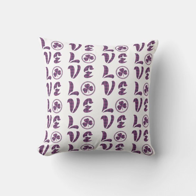 Love Shamrock Plaid Purple Teal Tartan Pattern Kissen (Vorderseite)