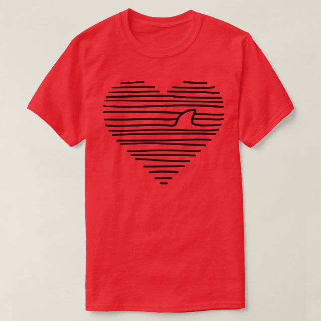 Love Shark Minimalist Line Drawing Shark Fin Pullo T-Shirt (Design vorne)