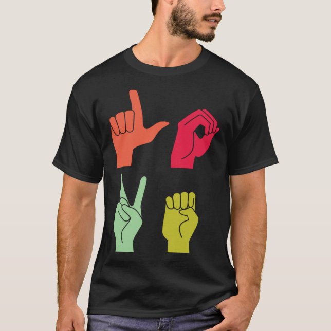 Love Sign ASL Deaf Pride T-Shirt (Vorderseite)
