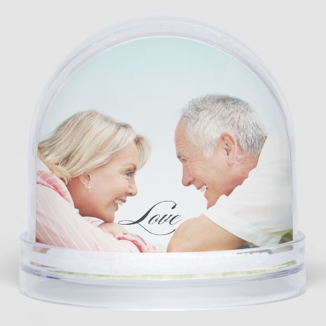 Love Simple Modern Script 2 Photo Snow Globe (Avant)
