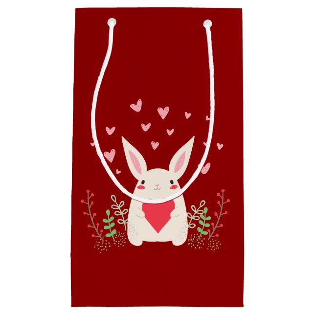 Love Snuggly Kawaii Bunny Custom Kleine Geschenktüte (Vorderseite)