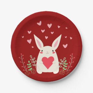 Love Snuggly Kawaii Bunny Custom Pappteller