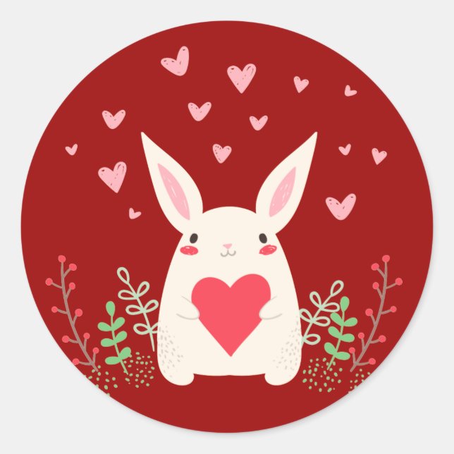 Love Snuggly Kawaii Bunny Custom Runder Aufkleber (Vorderseite)