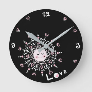 Love Soleil Noir Acrylique Horloge murale
