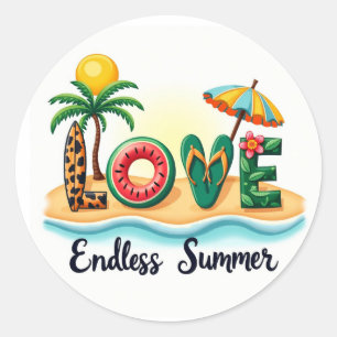 LOVE Sommer Strand Cartoon Aufkleber