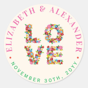 LOVE Spring Flowers Jardin Chic Mariage Stickers