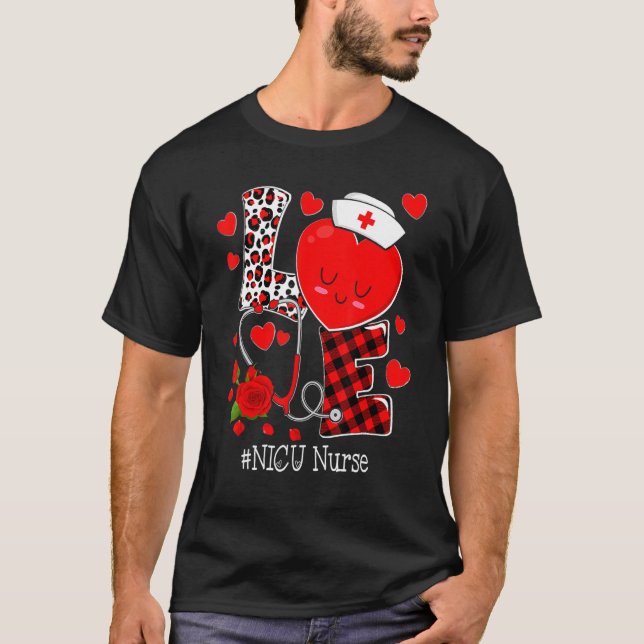 Love Stethoscope Heart NICU Nurse Valentines Day T-Shirt (Vorderseite)