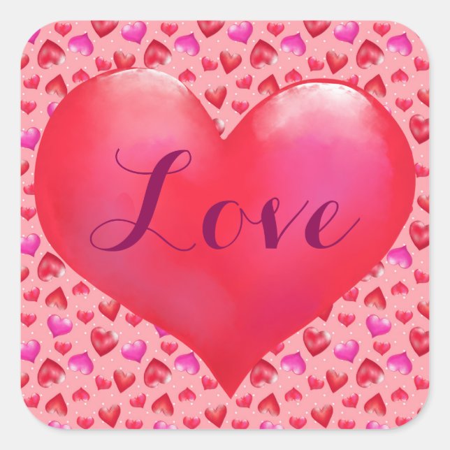 Love, Stickers Carré de la Saint Valentin, Glossy (Devant)