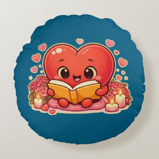 Love Stories Begin Within the Heart Rundes Kissen (Vorderseite)