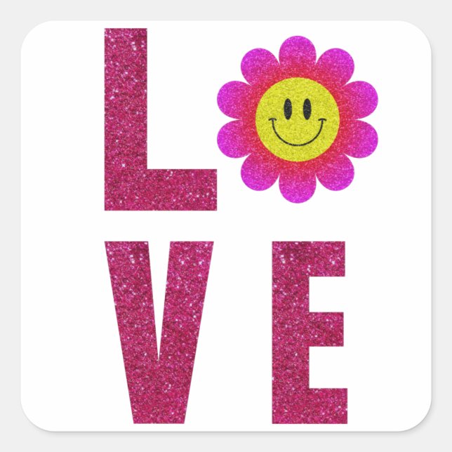 Love Sunflower Quadratischer Aufkleber (Vorderseite)