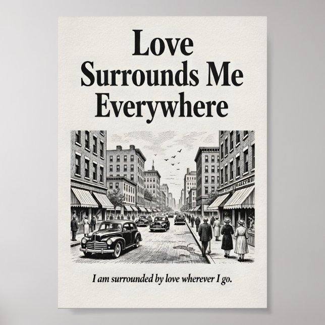 Love Surrounds Me Everywhere Vintage Affirmation  Poster (Vorne)
