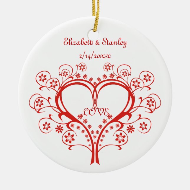 Love Swirl Coeur Saint Valentin ornement personnal (Devant)
