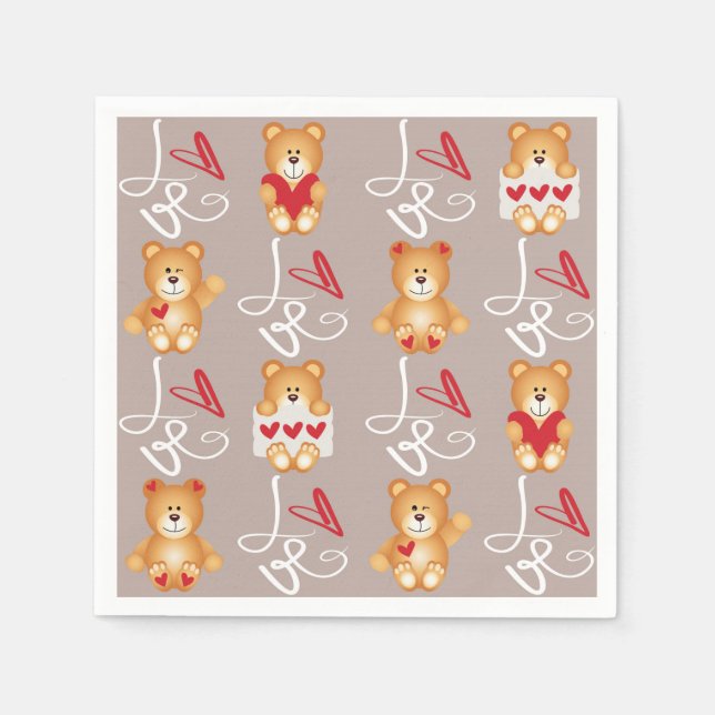 Love Teddy Bear Serviette (Vorderseite)