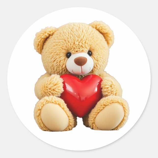 Love Teddy Runder Aufkleber (Vorderseite)