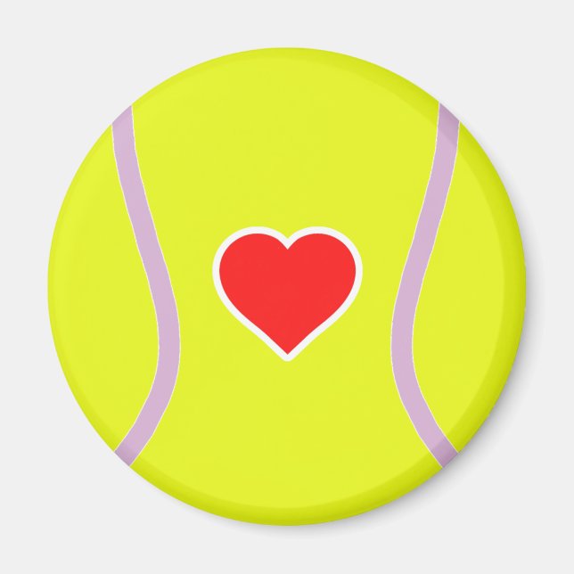Love tennis - Boule de sport avec coeur Magnet (Devant)
