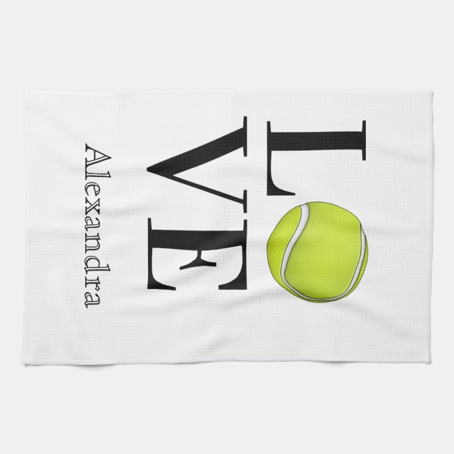 Love Tennis Joueur Bal Jaune Serviette de sport (Horizontal)